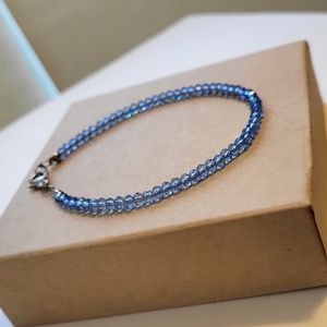 light blue/purple beaded minimalist stacking bracelet